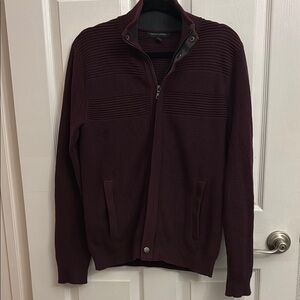 Banana Republic Burgundy Thick Knit Zip Up Sweater
